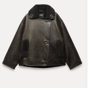 Zara Women's Dark Brown Leather Jacket